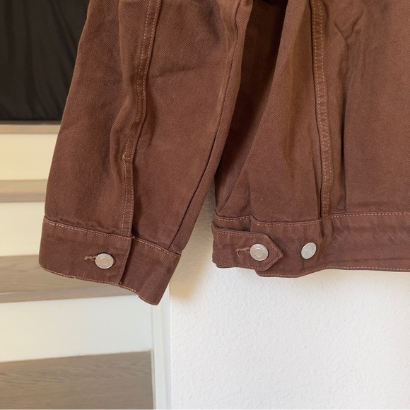 New PARKE Oversized Denim Jacket in Brown - Picture 8 of 12
